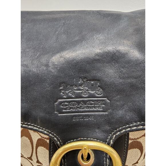 COACH AUTHENTIC BLEEKER SIGNATURE CANVAS LEATHER FLAP SHOULDER BAG 11434 - Picture 3 of 16